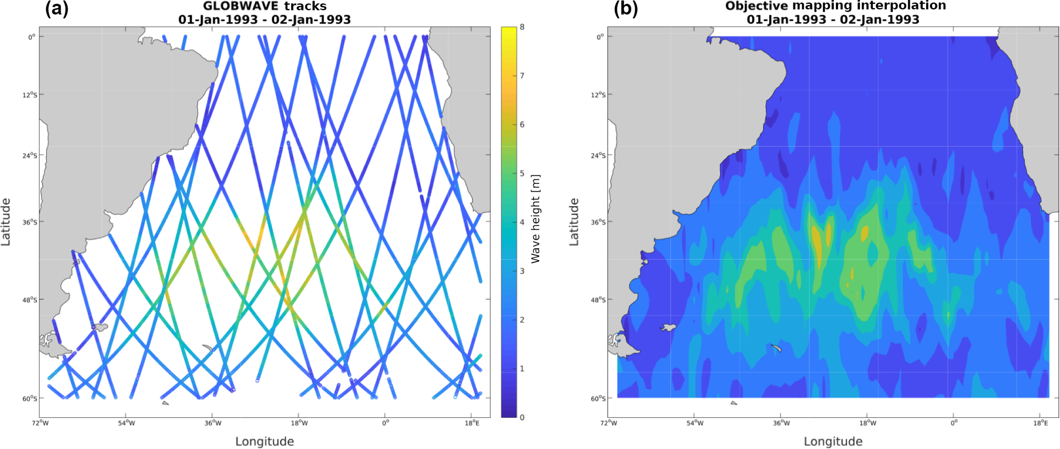 Os Estimation Of Extreme Wave Height Return Periods From Short Term Interpolation Of Multi Mission Satellite Data Application To The South Atlantic